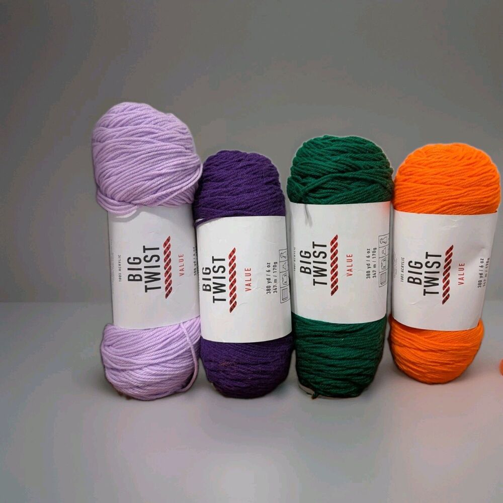 4 Skeins Mixed Lot Big Twist Value Acrylic Yarn